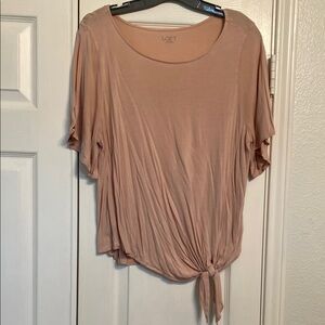 LOFT Pink Short Sleeve Tie-Front Blouse